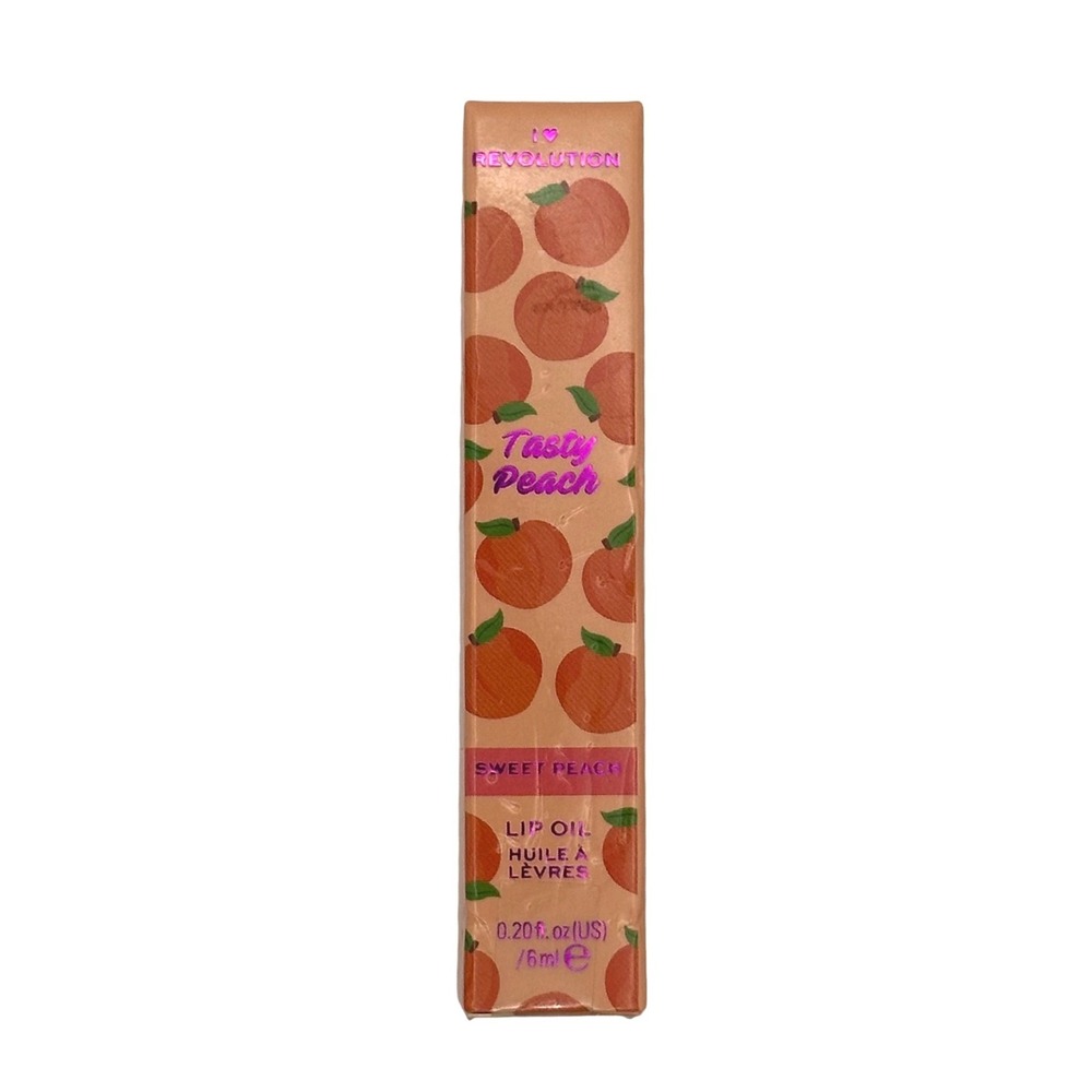 I Heart Revolution Tasty Peach Lip Oil Sweet Peach Softly Tinted 0.20oz New